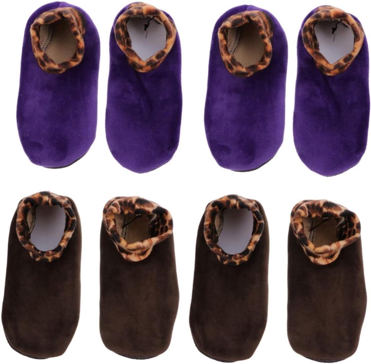 Vloersokken Dames - Huissokken - Warmte en Comfort - Antislip Zolen - 4 Paar - Diverse Prints