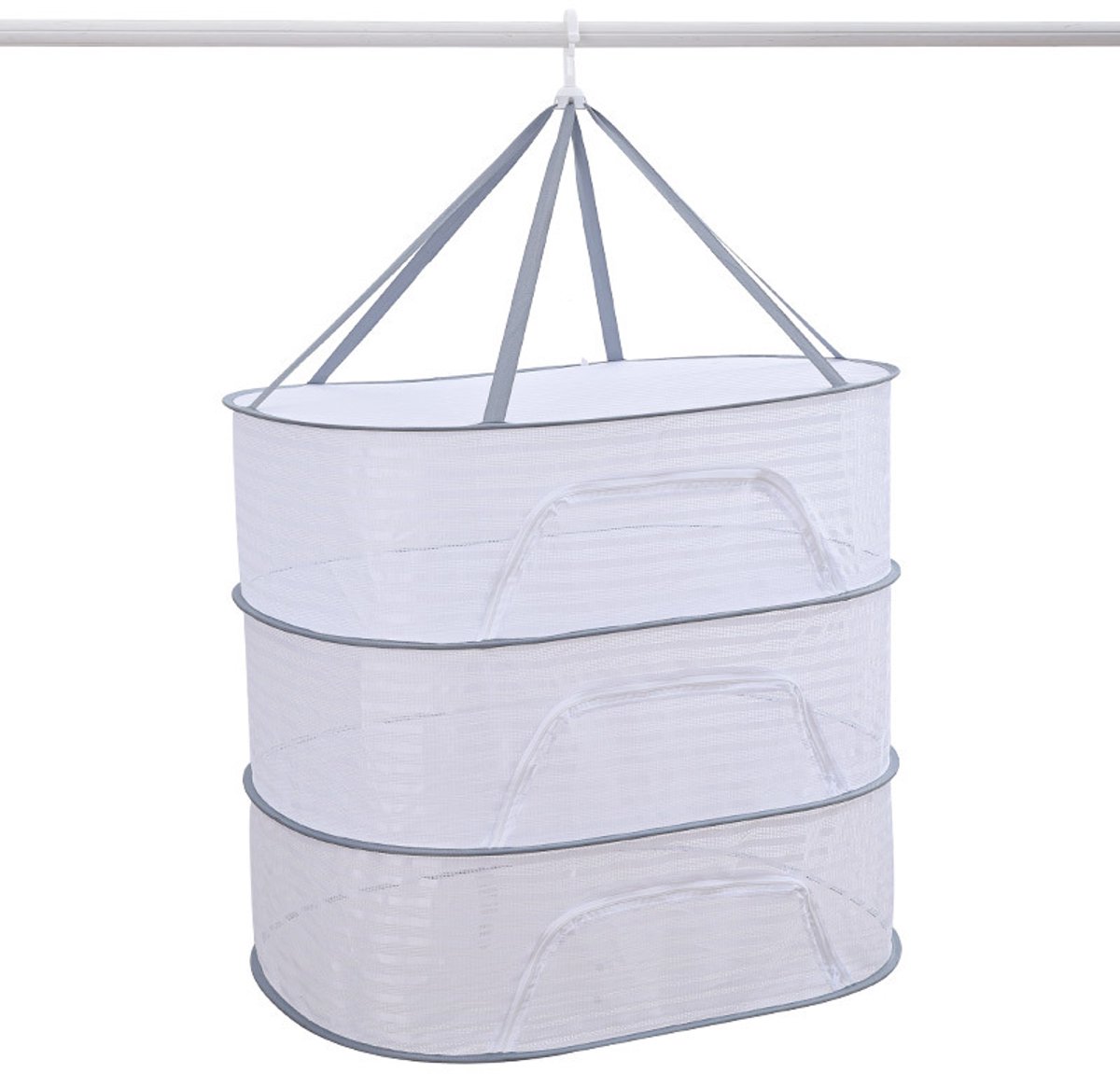 1stuks - Kruiden Droogrek - 3-laags hangend gaasnet voor planten Opvouwbaar hangend wasdroger - Kruiden Droogrek- droognet - kledingrek - kledingmand-Droognet-kleding droogrek-netzak kleding droogmand - wit - Droognet