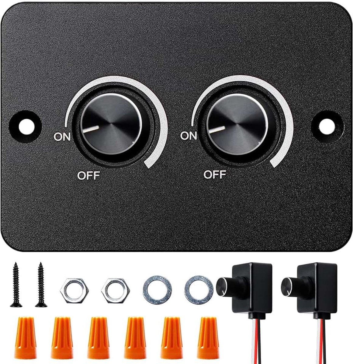 DC 12-24 V, 5 A, dubbele dimschakelaar, DC 12 V dimmer, PWM led-dimschakelaar, roterende RV lichtschakelaar, 3 draden, dimschakelaar, traploos dimmen voor led-lampen, boot, vrachtwagen
