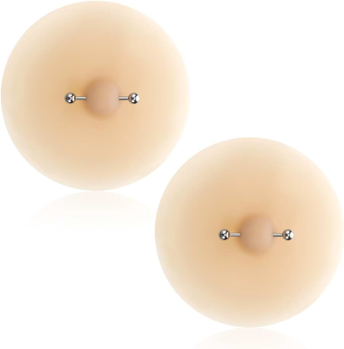 1 paar, 8,8 cm, siliconen, tepelafdekkingen met piercing, ronde tepelpads, waterdicht, Beigeig, voor vrouwen