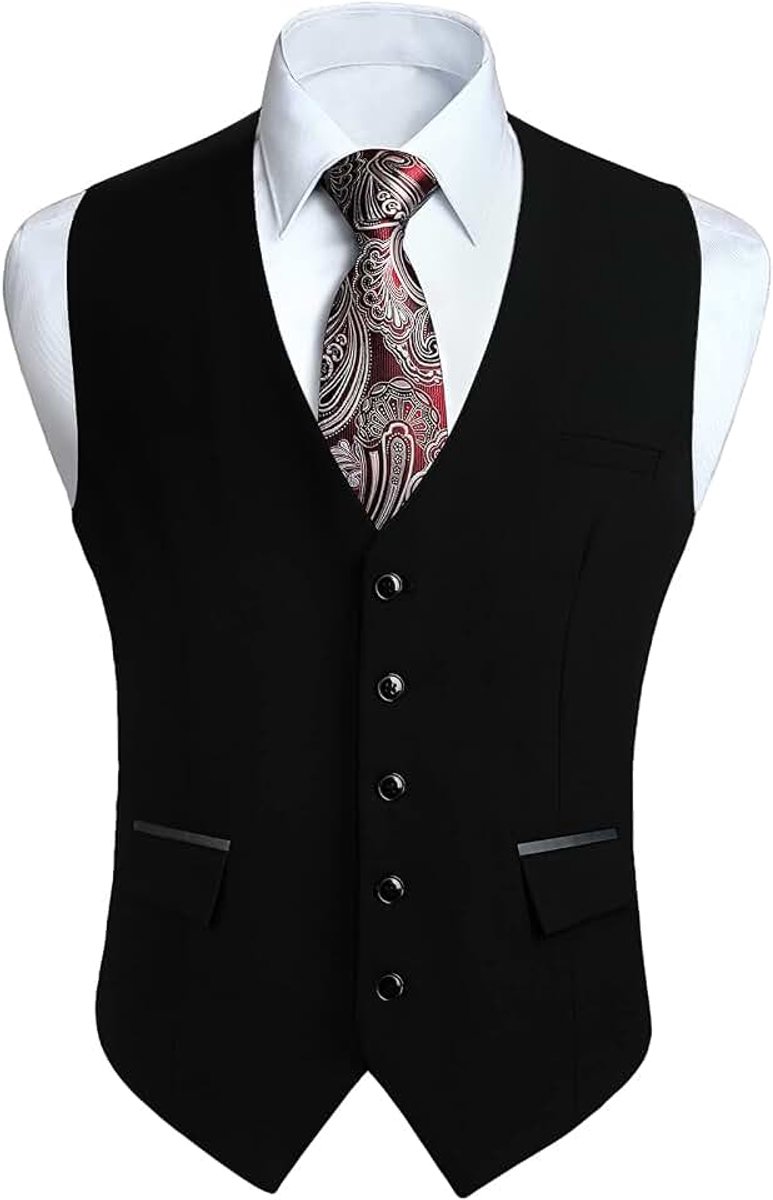 Heren gilet formele effen kleur bruiloft vest klassieke business party smoking pak vest met zakken S-4XL