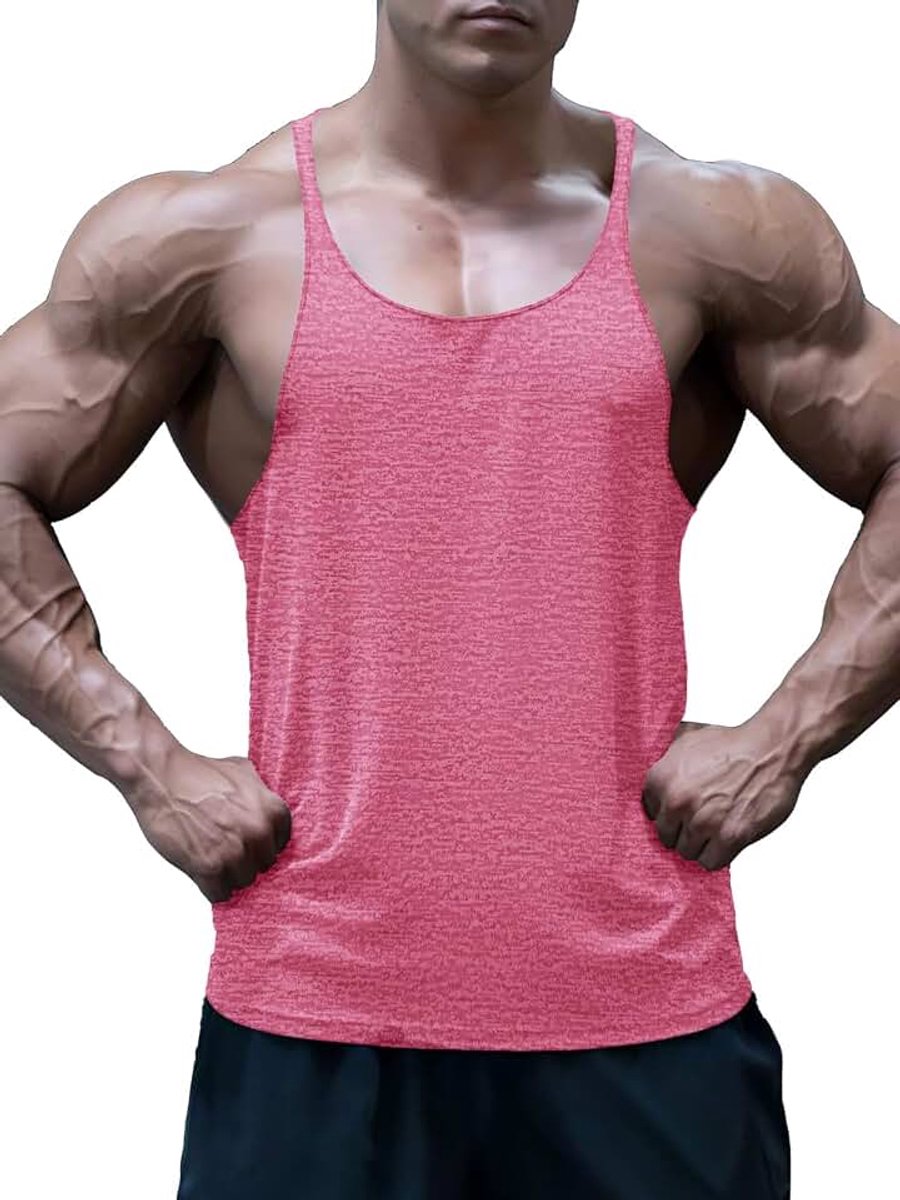 Tanktop voor heren, fitness, tankshirt, zomer, mouwloos spiershirt, functioneel shirt, stringer, okselshirt, Y-rug