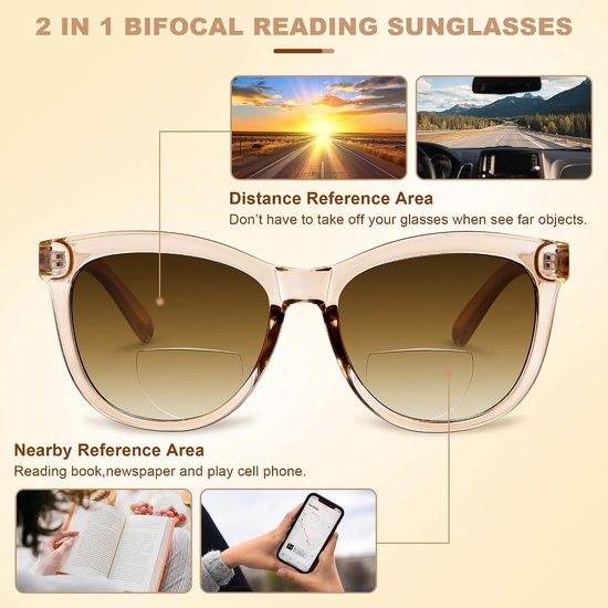 Bifocale leeszonnebril dames met UV400-bescherming - Modieuze outdoor lezen van iBlue — afbeelding 3