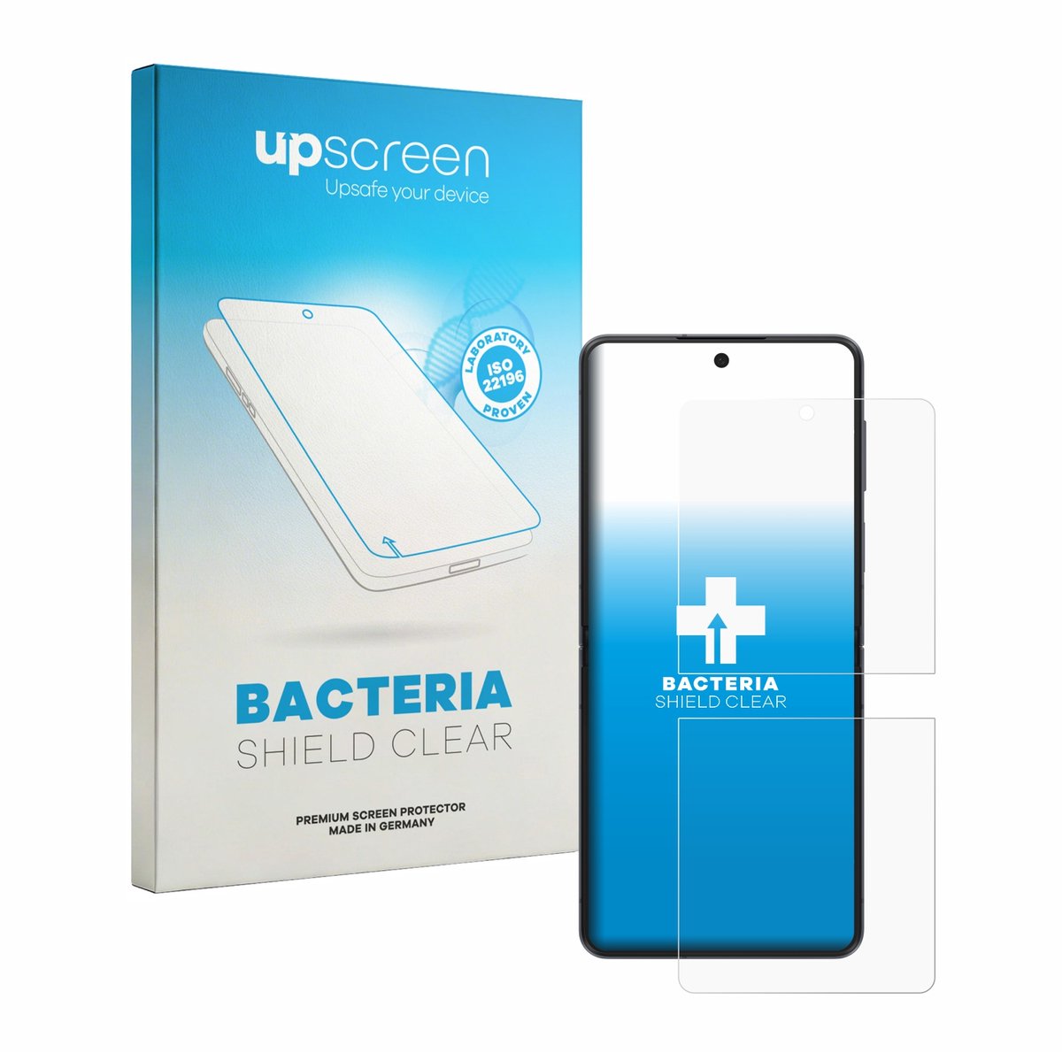 upscreen - Screenprotector voor Samsung Galaxy Z Flip 8 - Folie Beschermfolie transparant antibacterieel