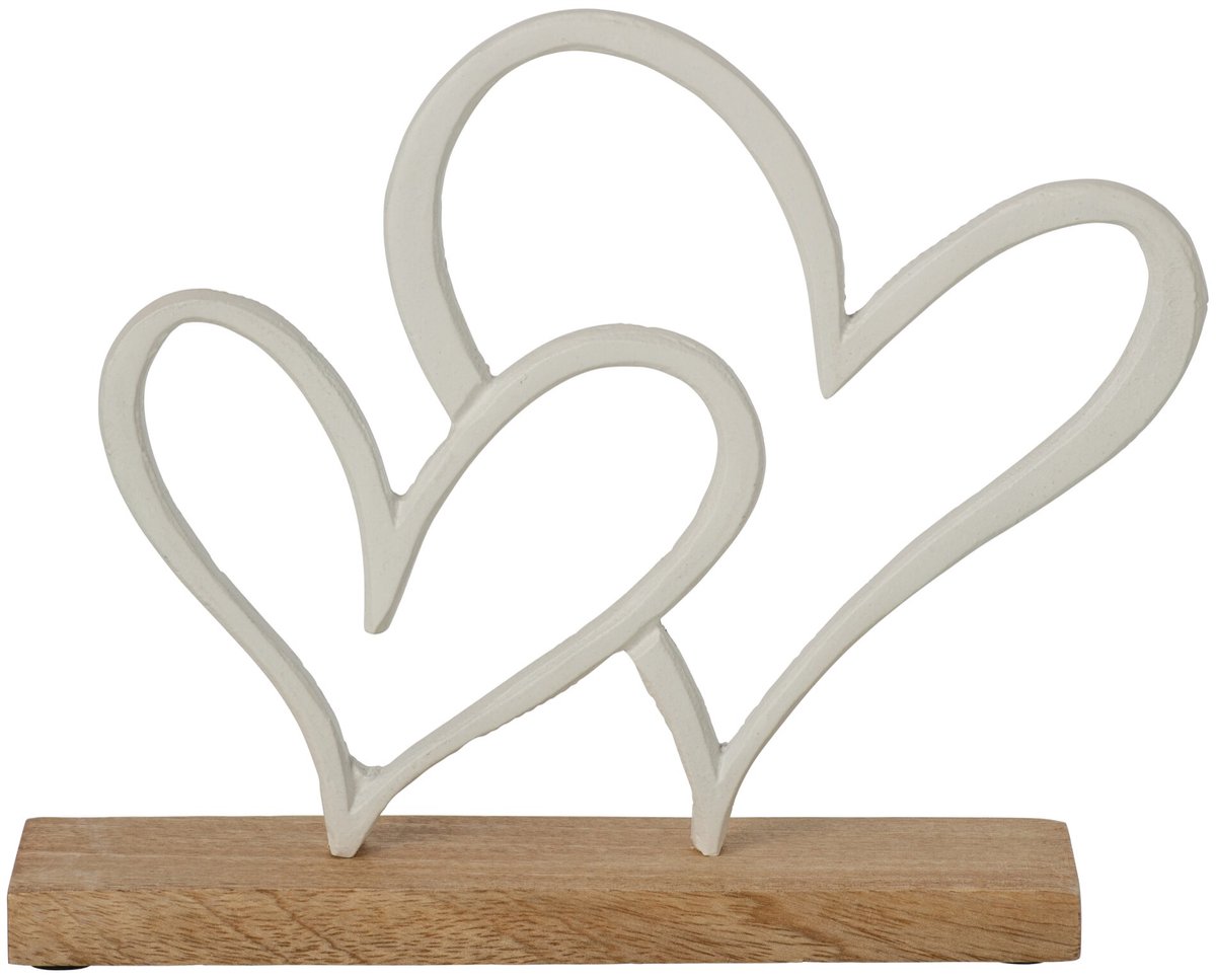J-Line Dubbel hart op voet - aluminium - wit/naturel