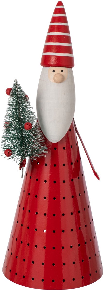 J-Line Ledkerstman - ijzer - wit/kerstrood - large