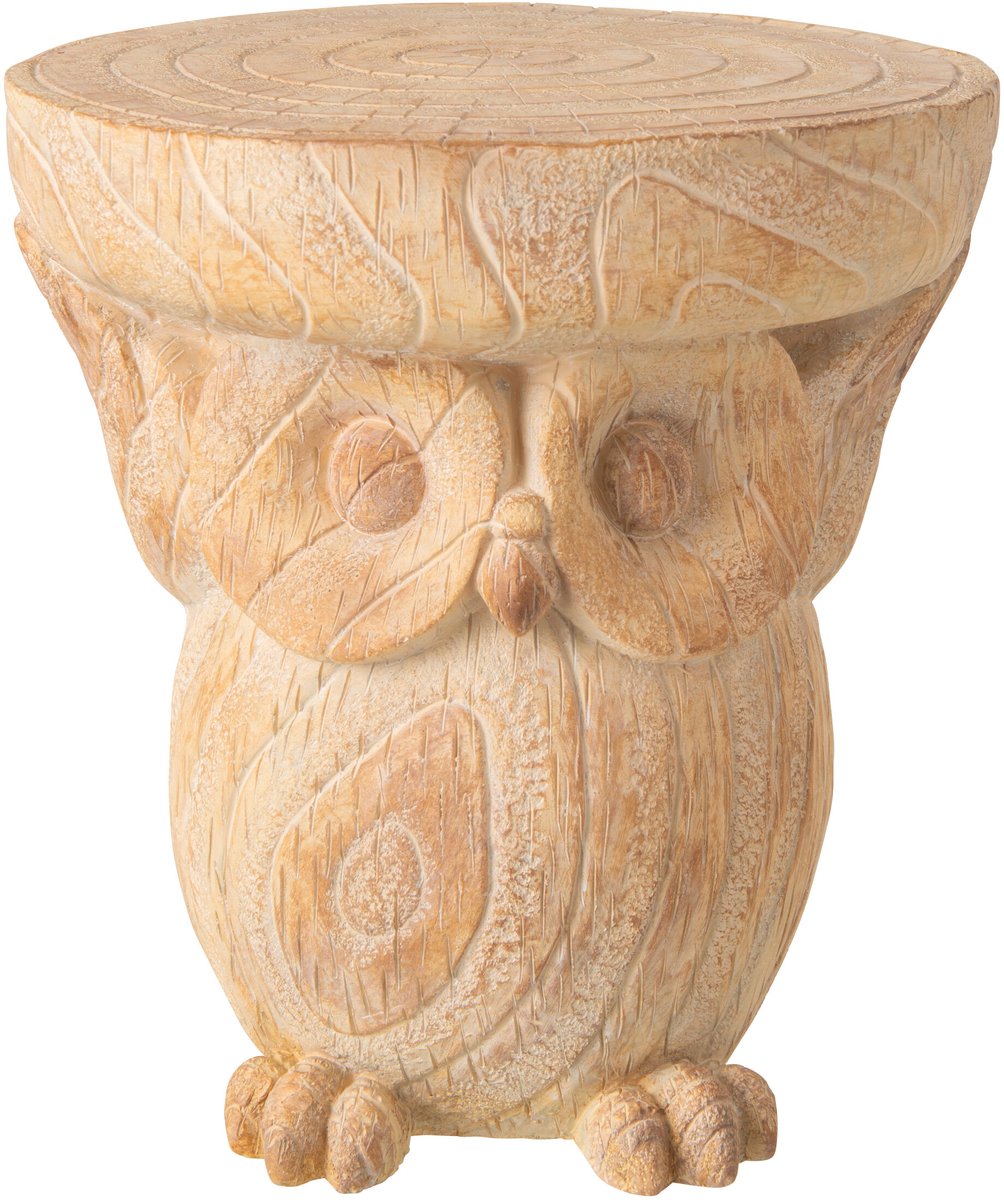 J-Line Bijzettafel uil - magnesiumoxide - beige