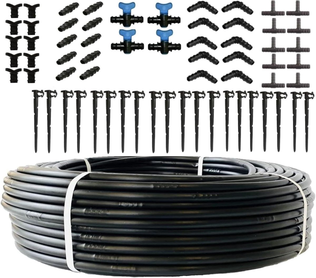 Druppelslang Irrigatie - Parelslang Tuin - Planten Water Geven - Grote Lengte Set - 100 Meter - Zwart