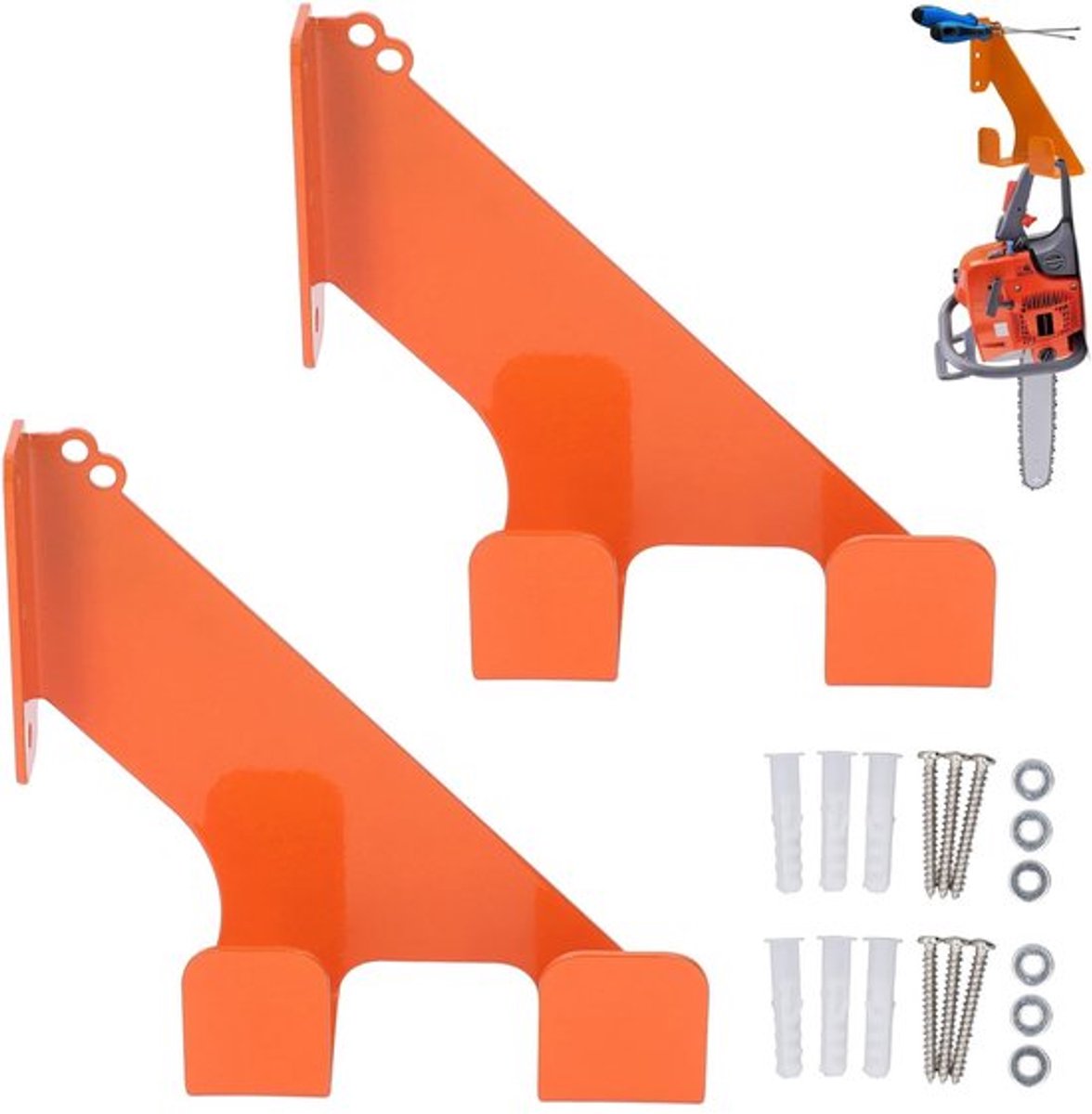 Kettingzaaghouder Robuuste Wandhouder - Gereedschapshouder - Ruimtebesparend - Hoogwaardig Ijzer - Belastbaar tot 150 lbs - Maximale Stabiliteit - Gereedschaphouder
