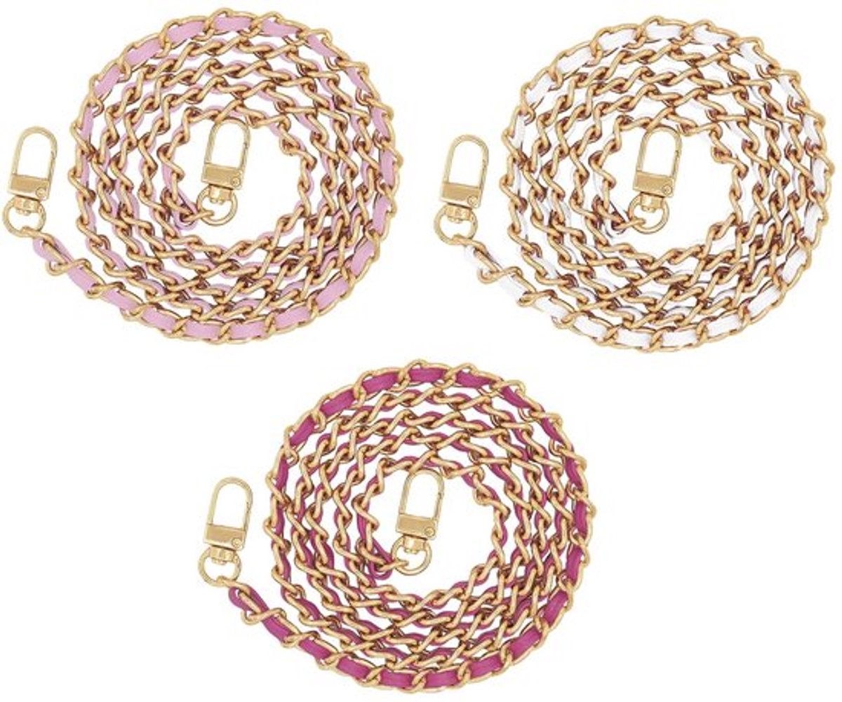 Handtas Ketting 120 cm - 3 Stuks - Metalen/PU Lederen Vervangingsketting - Crossbody/Schoudertas - Lichtgewicht/Duurzaam - Modeaccessoire - Handtasband