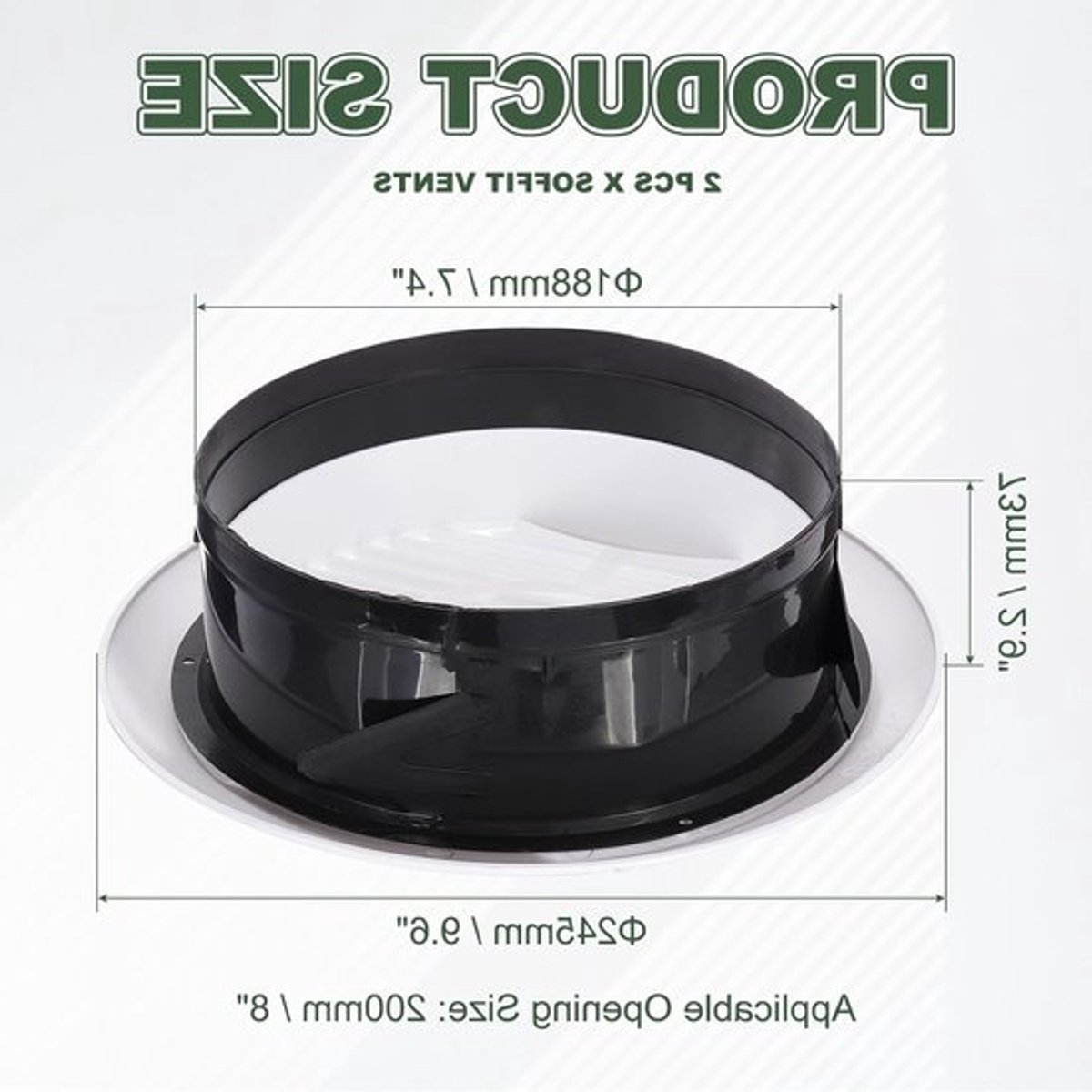 Rond Ventilatie Rooster Dekking 8 inch, 2-stuks ABS Louvre Soffit Ventilatie met Beschermkap voor Badkamer, Keuken en Woonkamer