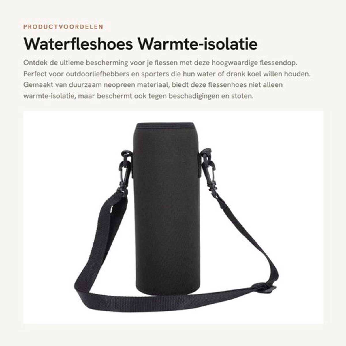 Waterfleshoes met warmte-isolatiefunctie - Flessenbescherming - Neopreen - Riem - Duurzaam - Voor aluminium/roestvrij staal - Fleshouder
