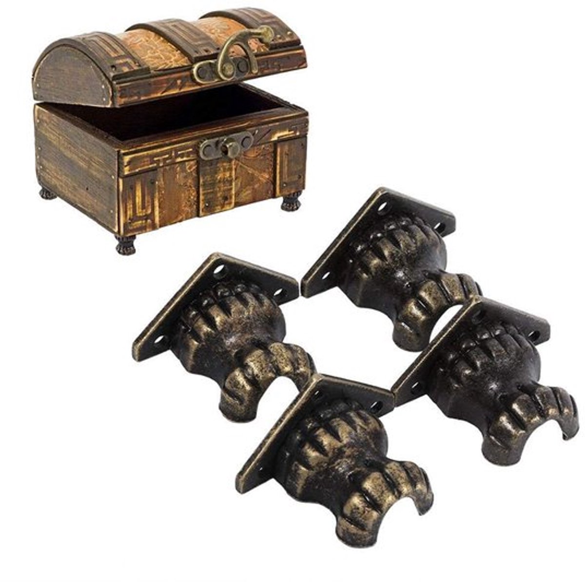 Hoekbescherming Antiek - Beenhoekbeschermers - Houten Kisten - Decoratief Accessoire - Zinklegering - 4 Stuks