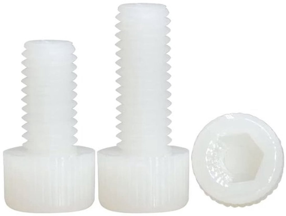 Inbus Schroeven M8x8mm - Nylon Schroeven - Lichtgewicht - Niet-magnetisch - 20 Stuks - Schroefdraaddiameter M2-M8 - Kunststof Schroeven