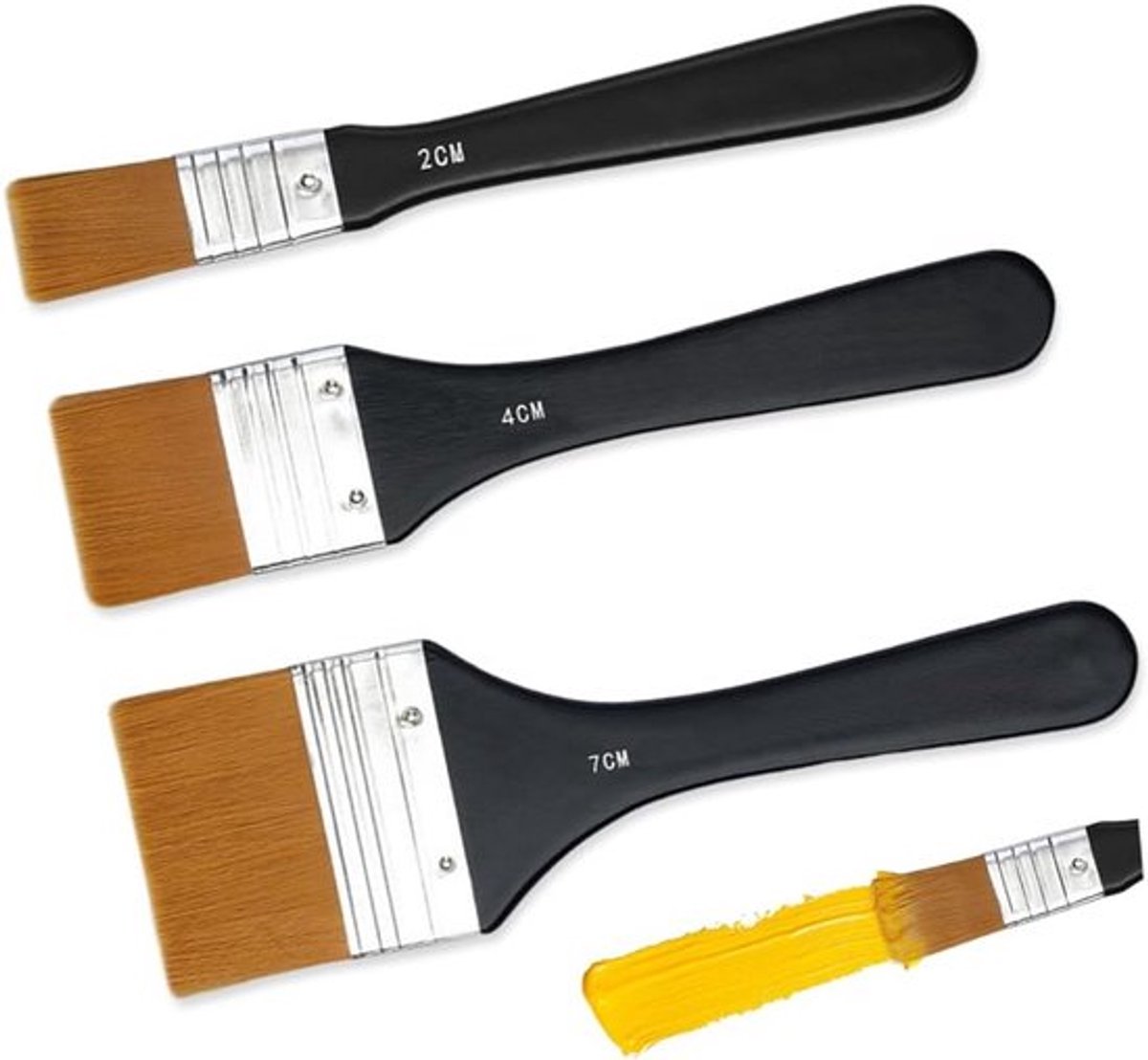 Set van 3 Platte Schilderkwasten voor Acryl, Olieverf en Meubels - 20/40/70 mm