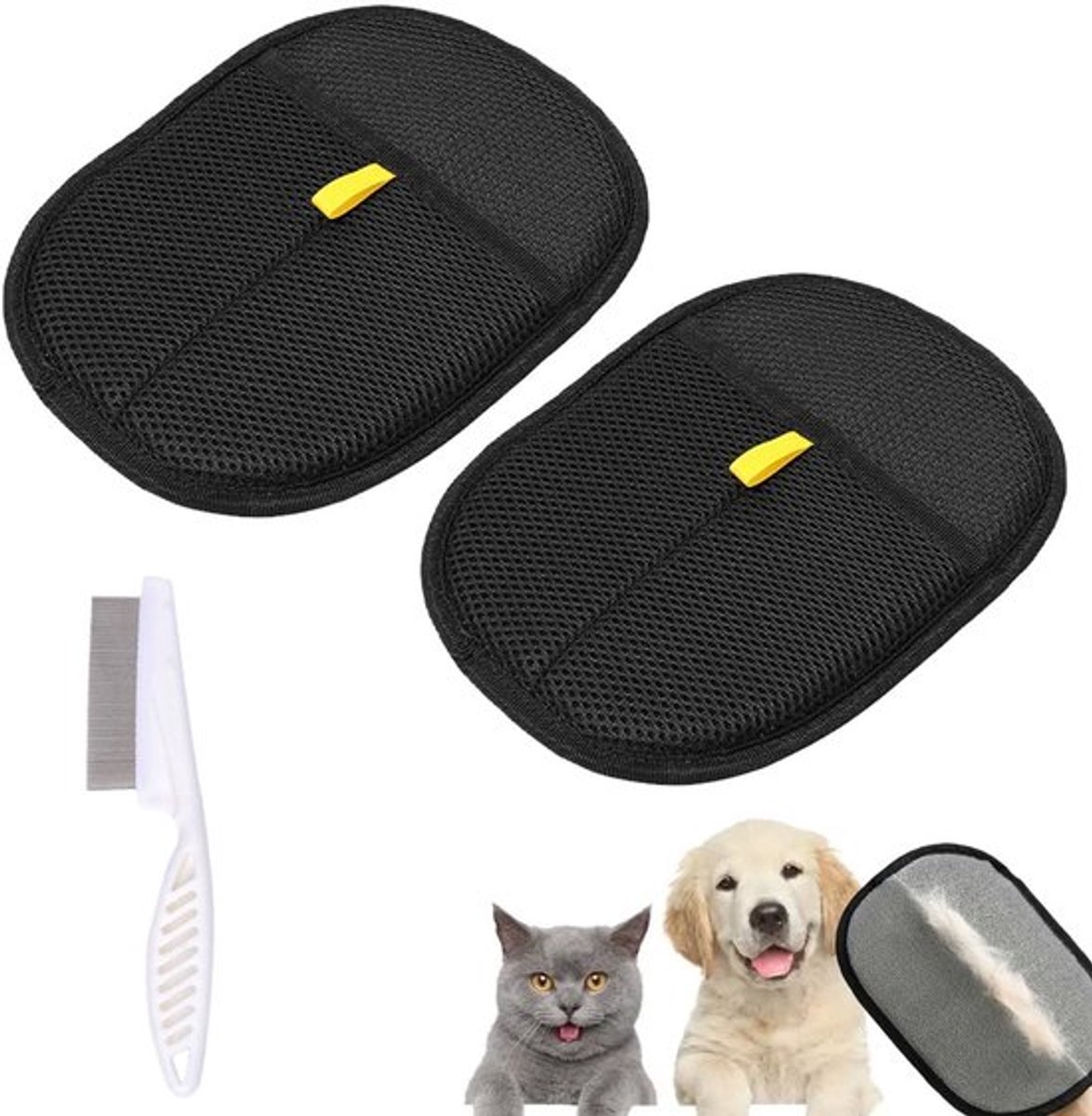 Handschoen Dierenhaar Verwijderen - Herbruikbare Handschoenen - Zachte/Comfortabele Handschoenen - Ademend Ontwerp - Geschikt voor Banken/Tapijten - Dubbelzijdige Handschoenen - Dierenhaarverwijderaar