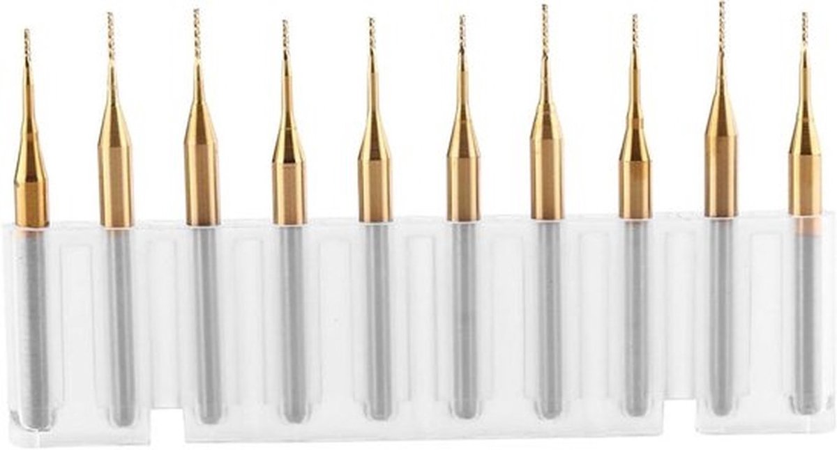 Frees set - Wolfraamcarbide - Fijne molen - Set van 10 - Gravure - 3,175 mm x 0,6 mm - Geschikt voor CNC