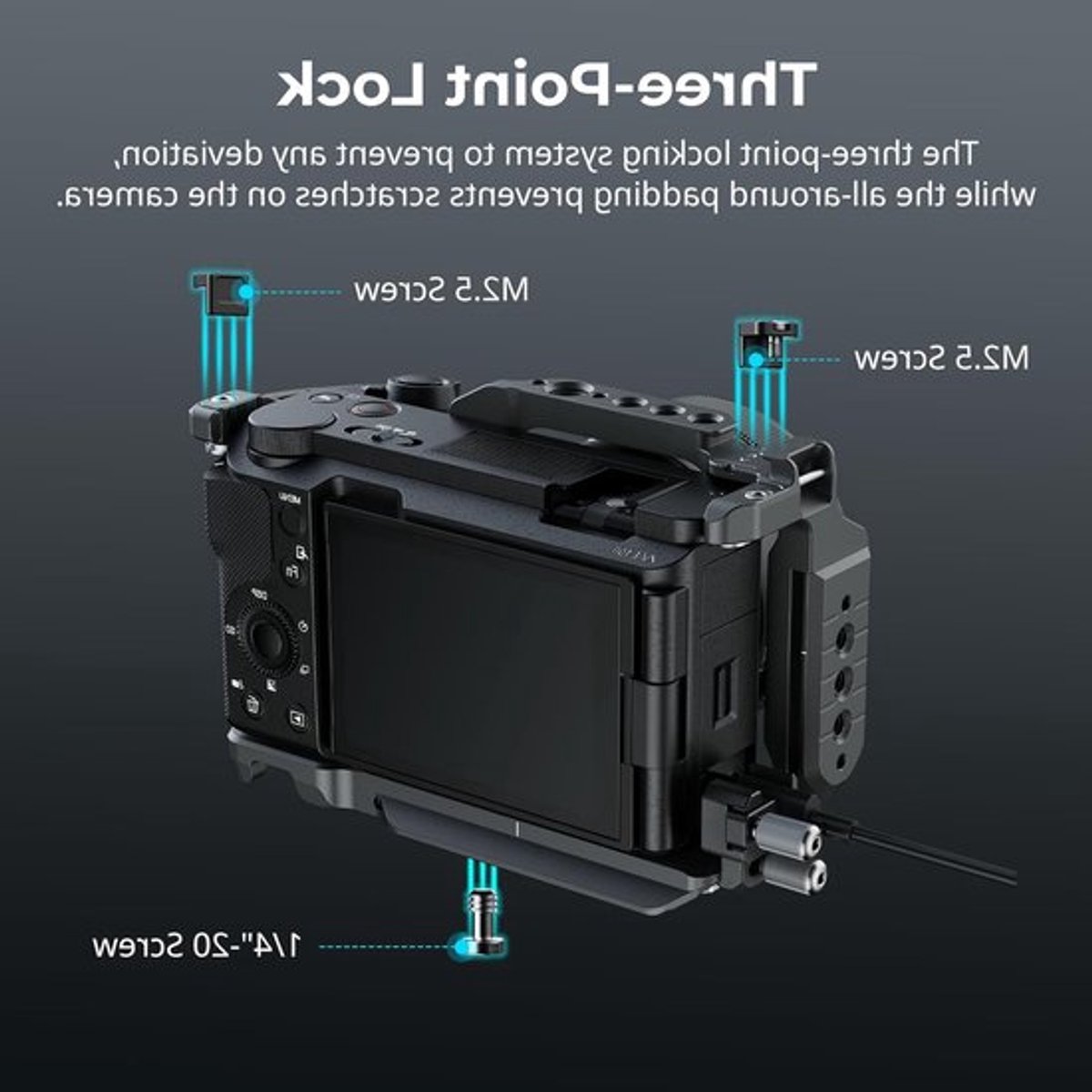 ZV-E10 II HawkLock QR Cage Kit met HDMI-kabelklem, ergonomische grip en Arca quick release systeem voor Sony camera's