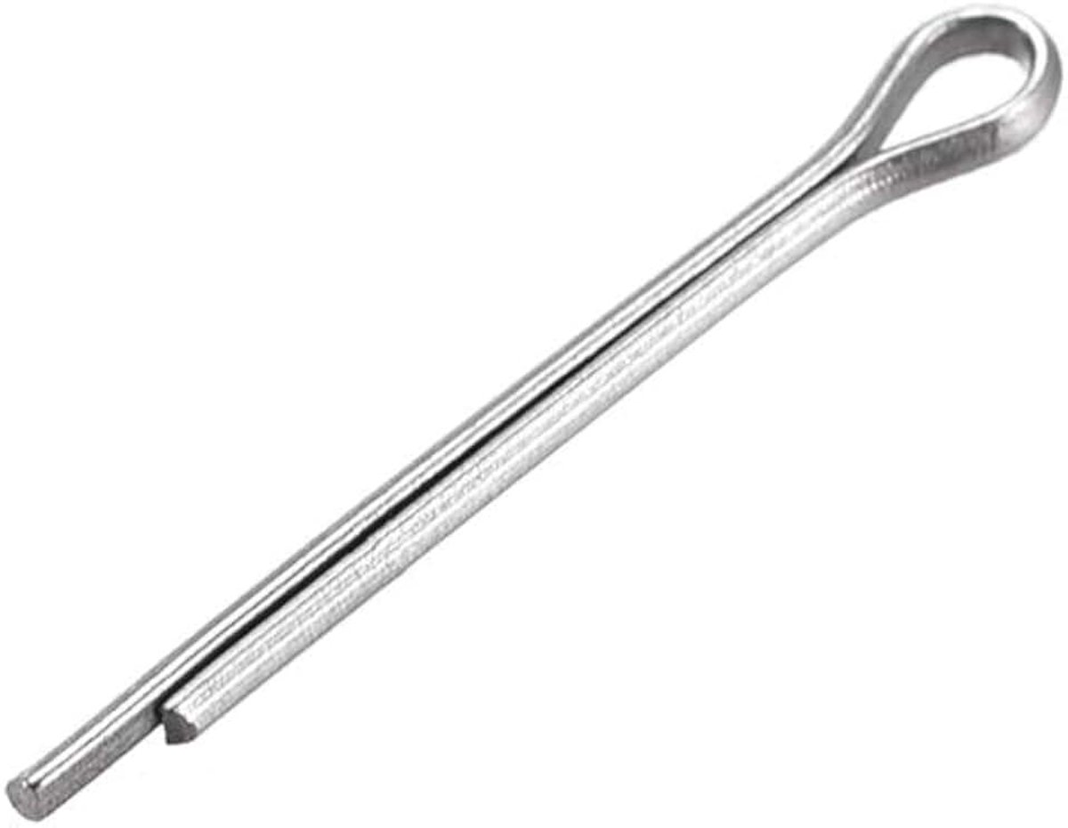Sourcing map 60 stuks gedeelde splint 1 mm x 10 mm 304 roestvrij staal 2 tanden sleutels zilver
