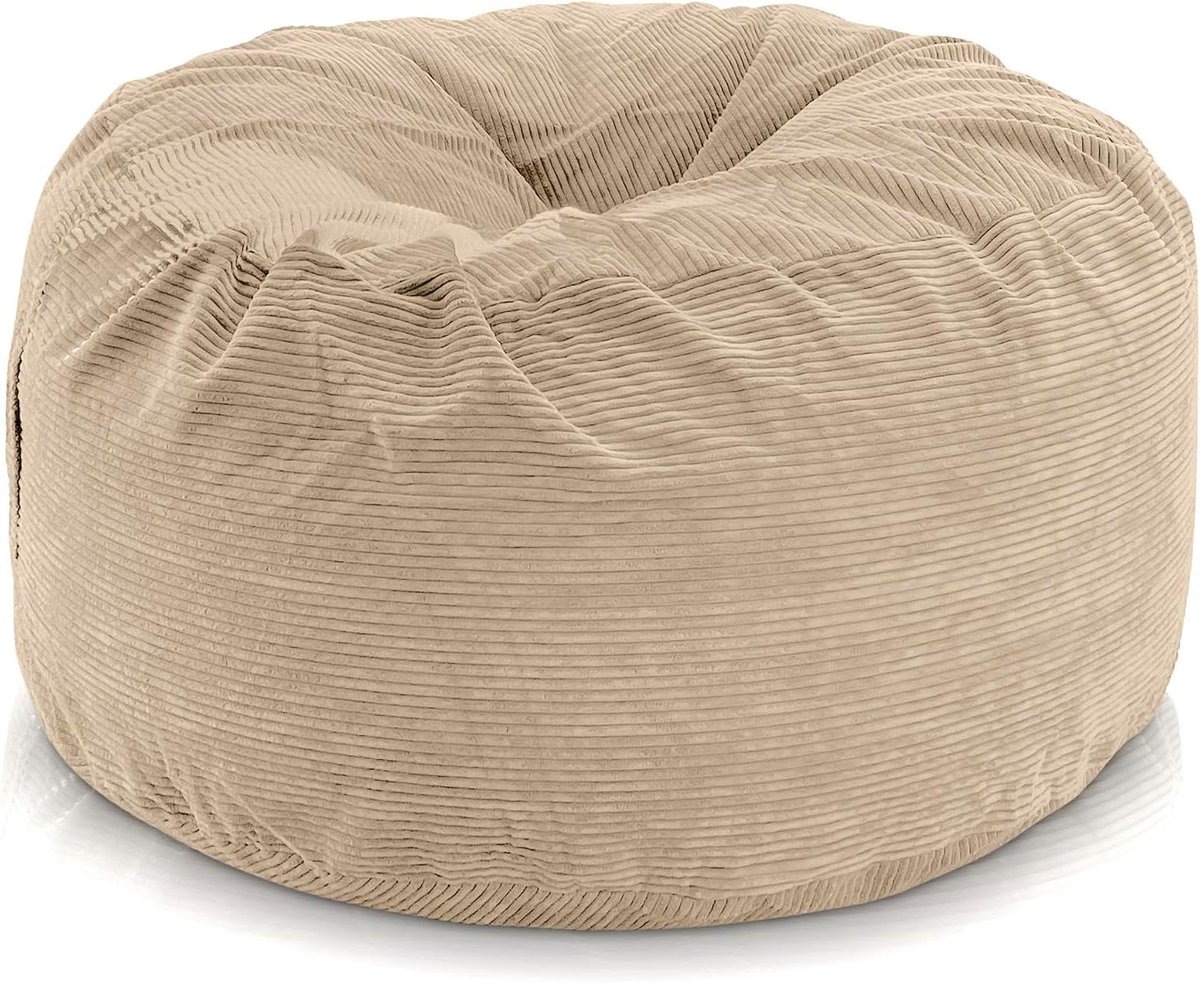 Enorme zitzak - Vloerkussen groot - Ontspannen thuis - Luxe corduroy stof - 150 cm diameter - Beige