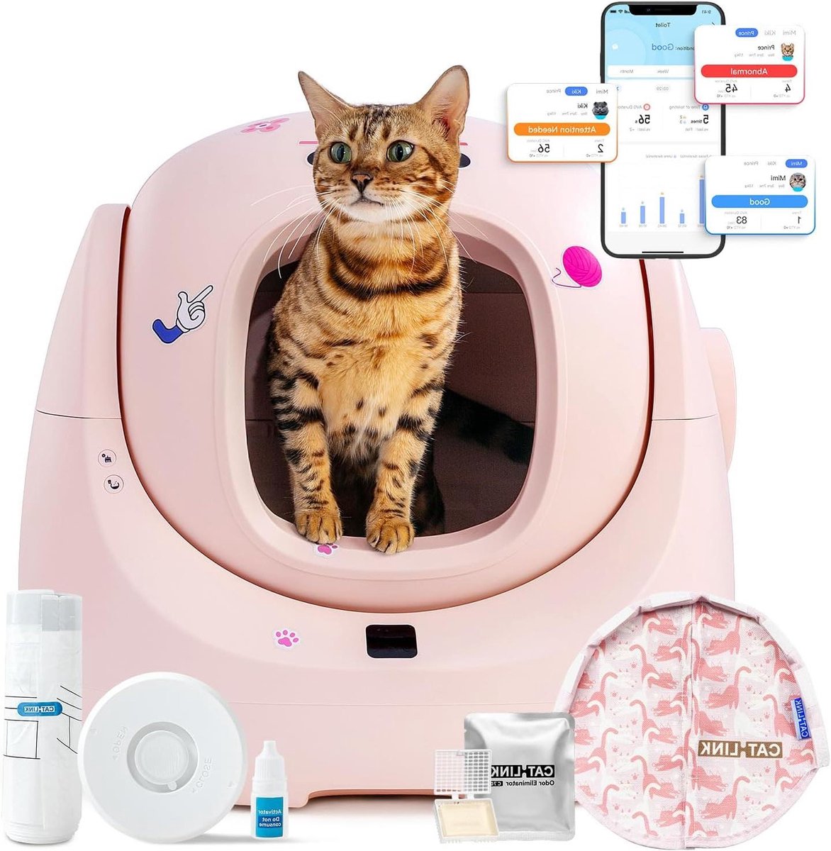 Zelfreinigende Kattenbak - Automatische Bak - Kattenhygiëne - Geurcontrole - 53 cm - Grijs
