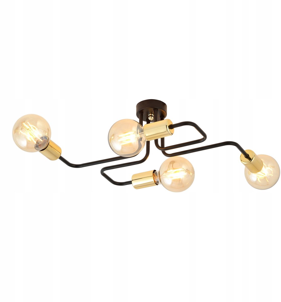 VEKEN Plafondlamp 4xE27 Zwart/Goud Industrieel Metaal 45cm