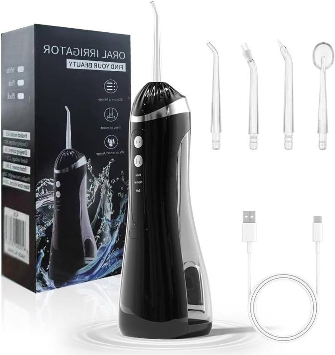Monddouche - Waterflosser - Mondverzorging - 3 Modi 8 Sproeiers - 220 ml Tank - Wit