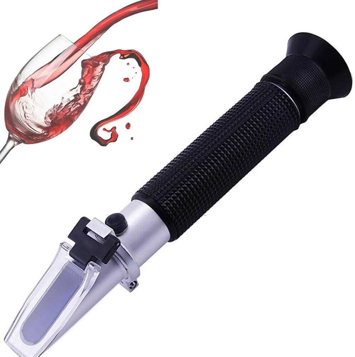 Refractometer, Hand Held Brix/Alcohol Refractometer met ATC voor Wijn maken Homebrew Kit, Dubbele schaal (Brix 0-40%, Alcohol 0-25%), voor Druivenwijn maken Wijnmakers Homebrew Tool