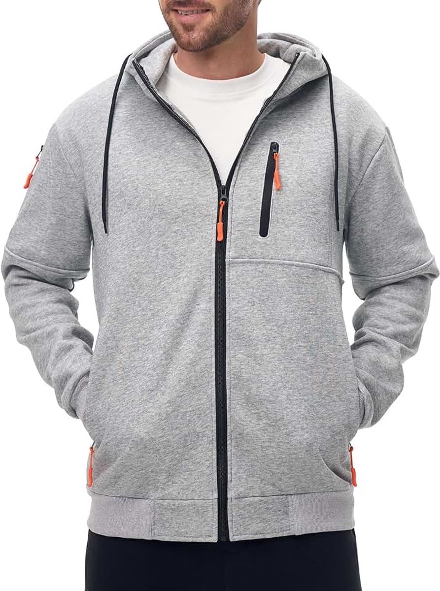 Hoodie fleece capuchonpullover lange mouwen capuchon mannen vrije tijd capuchon sweatshirt met ritssluiting en zakken herfst winter