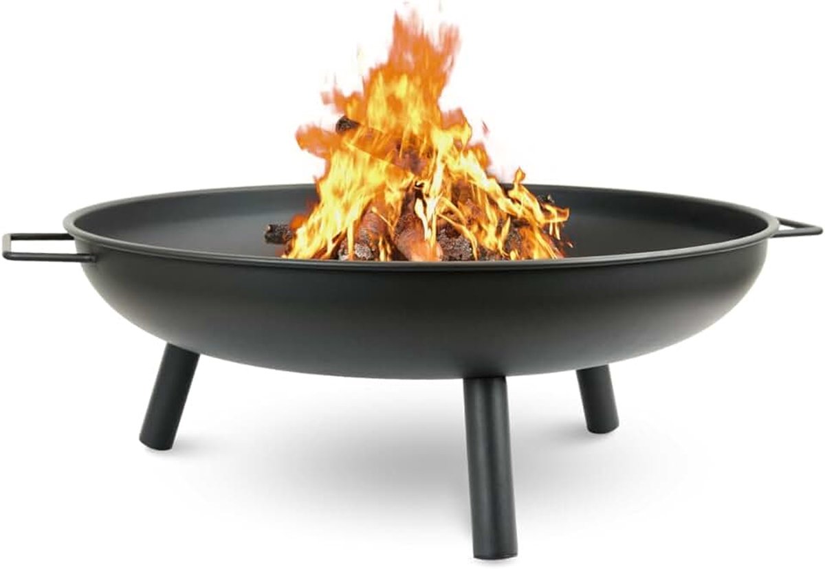 Vuurschaal, zwart, diameter 58 cm, veilige haard voor tuin, terras, metalen schaal voor kampvuur, robuuste vuurkorf