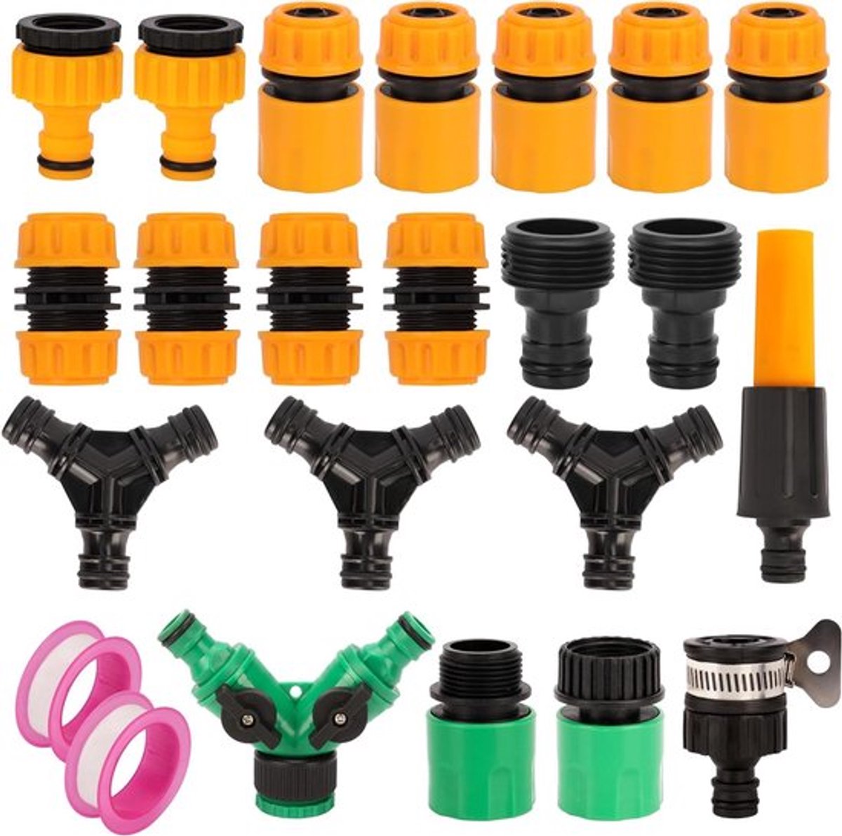 tuinslang snelkoppelingsset - buisfittingen - reparatieset - kraanadapter splitters - 3/4 inch - geschikt voor - mannelijke en vrouwelijke (21-delig)