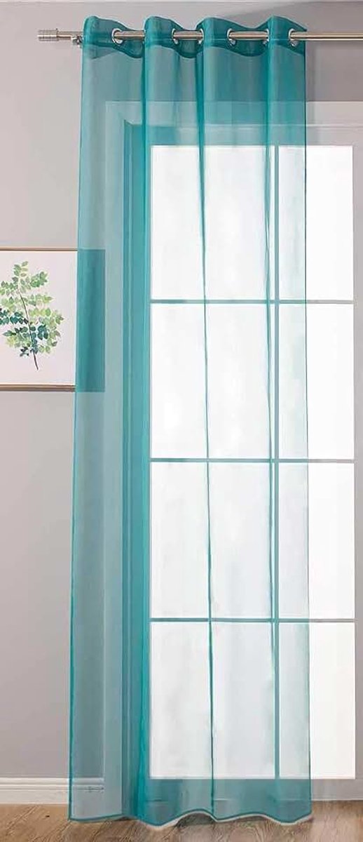 Transparant »Uni« gordijn H x B 225 x 140 cm turquoise Stores gordijn oogjes loodbandsluiting woonkamer, 20332-cn