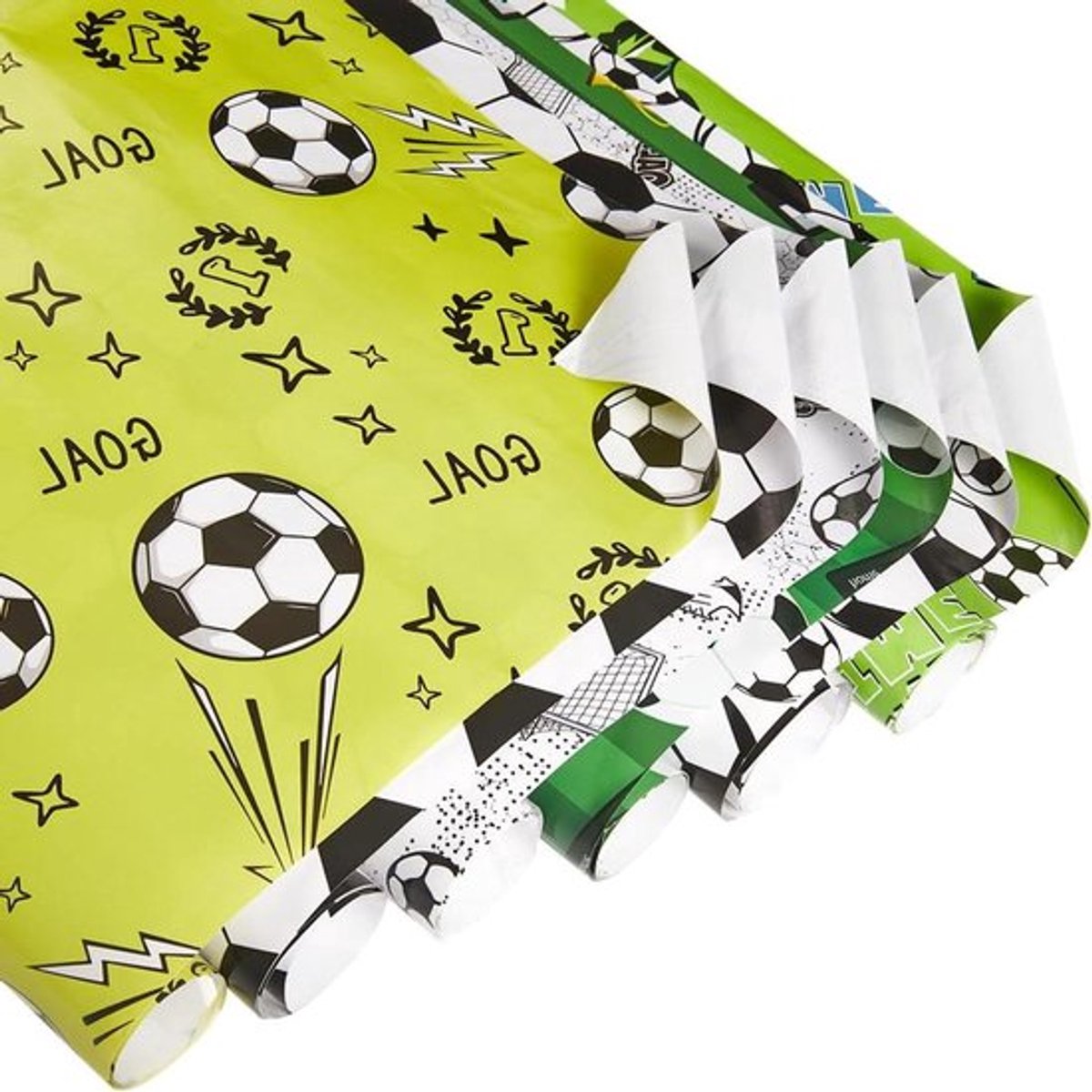 - Cadeaupapier voor voetbalfans - 12 stuks - Wit en zwart - Voetbalprint - Geschikt voor verjaardagsfeestjes - Seizoen spellen - Geschenkverpakking