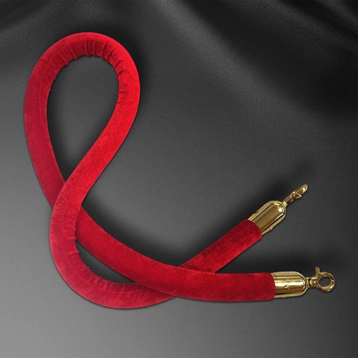 Afzetlint Touwbarrière - Wachtrij Touw - Verkeer Regelen - Gedraaide Haken - 100 cm - Rood