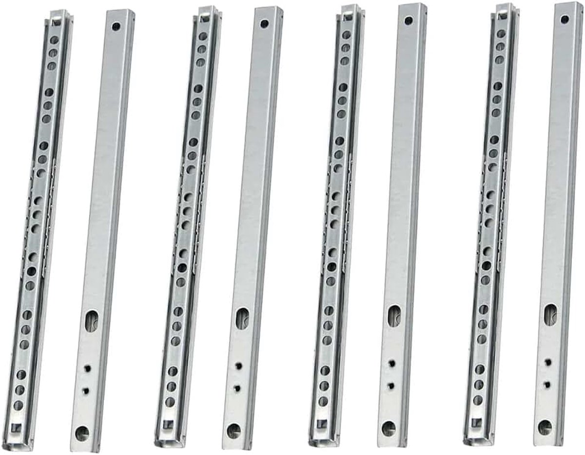 Ladegeleiders 17mm Kogelgeleiders 406mm Kogellager Railsysteem Keuken Ladegeleider Volledig Uitschuifbaar Railgeleiders Laderails 10kg Draagkracht