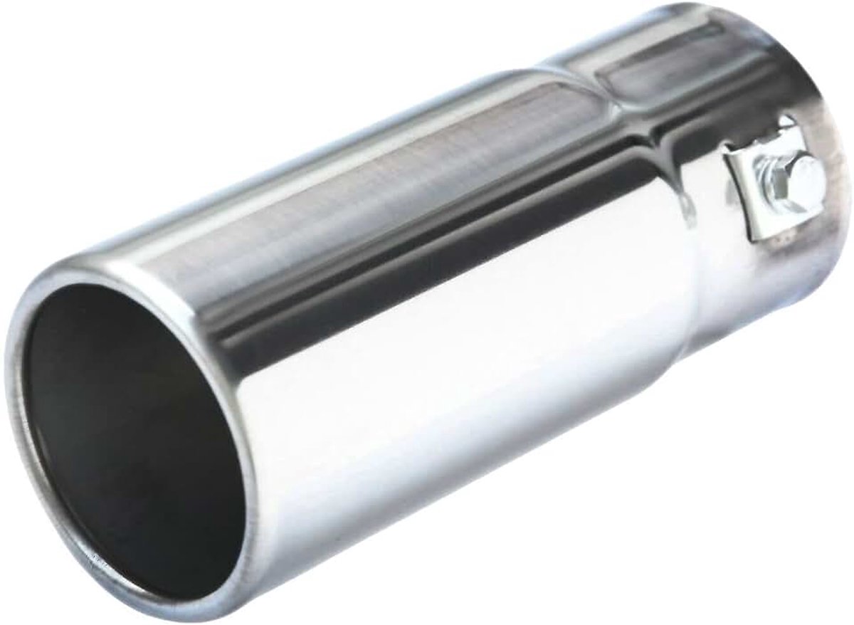 Uitlaatklep eindpijp roestvrij staal chroom rond recht 150 x 63 mm eindpijp pijp plug & play UNIVERSAL