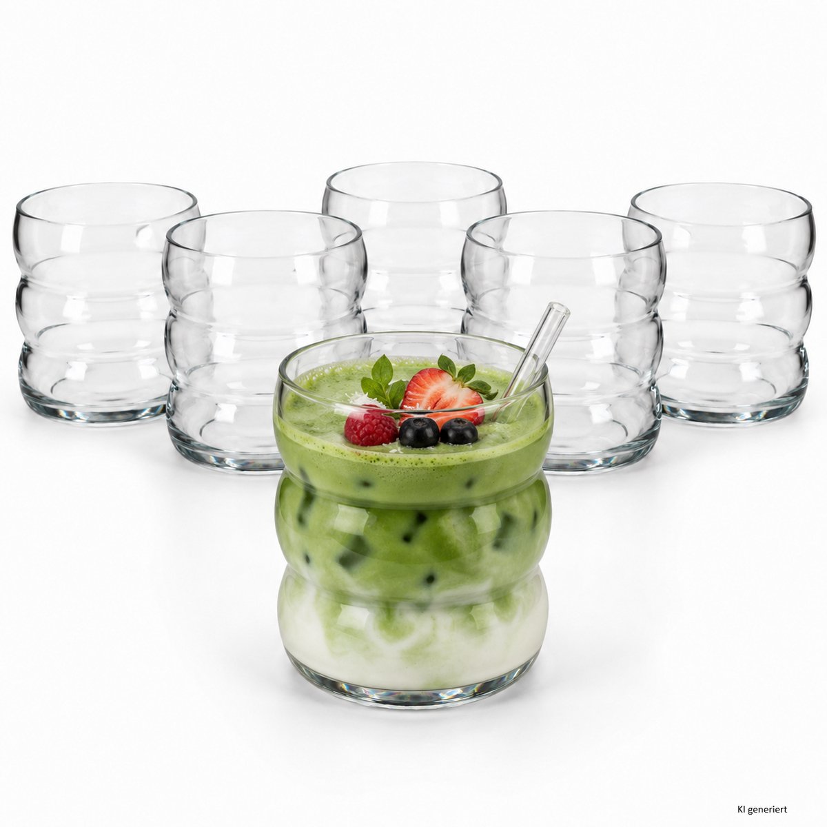 Set van 6 MATCHA-drinkglazen van 360 ml met golvend ontwerp – 3000490