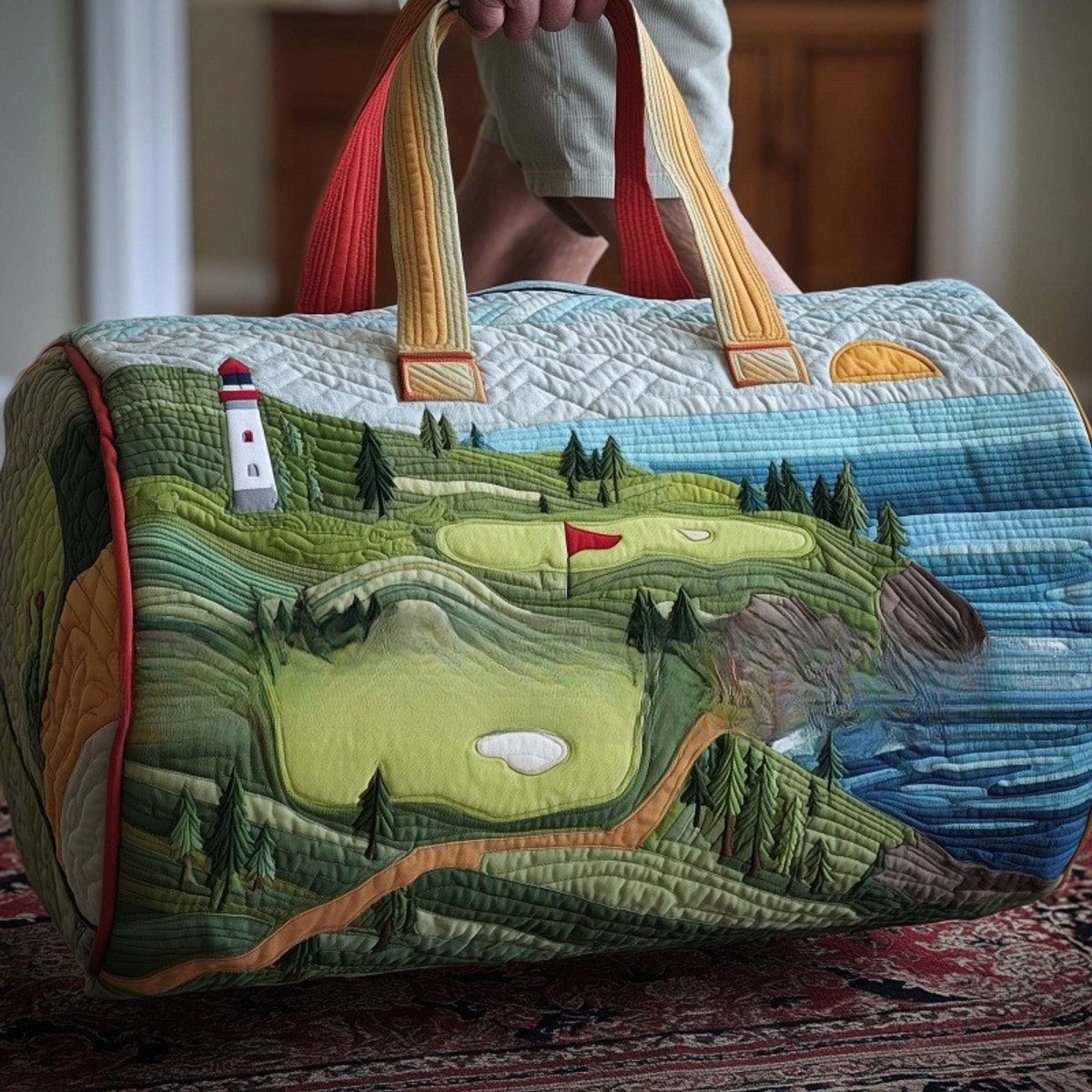 Textielen tas, retro bloemenprint in 3D-stijl, boho-stijl voor reizen en sport, meerkleurig, groot (18 x 9 x 9 inch)，122 modellen