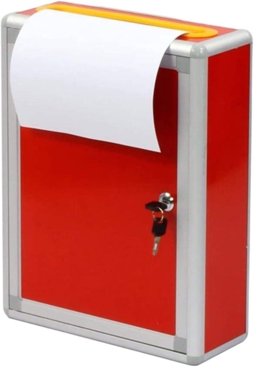 Brievenbus Muurmontage - Postbus Huis - Post Ontvangen - Afsluitbaar Met 2 Sleutels - 30x12x39 cm - Rood