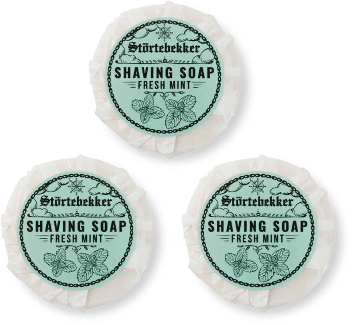 Störtebekker® Premium Scheerzeep 70 g (Fresh Mint) - Handgemaakte zeep voor een rijk schuim - Perfect voor het scheren met een scheermes - Veganistische scheerzeep voor dames en heren - Shaving Soap Fresh Mint