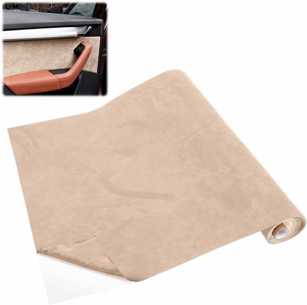 40 x 200 cm Zelfklevende Microvezel Stof in Beige voor Autostoel en Meubels