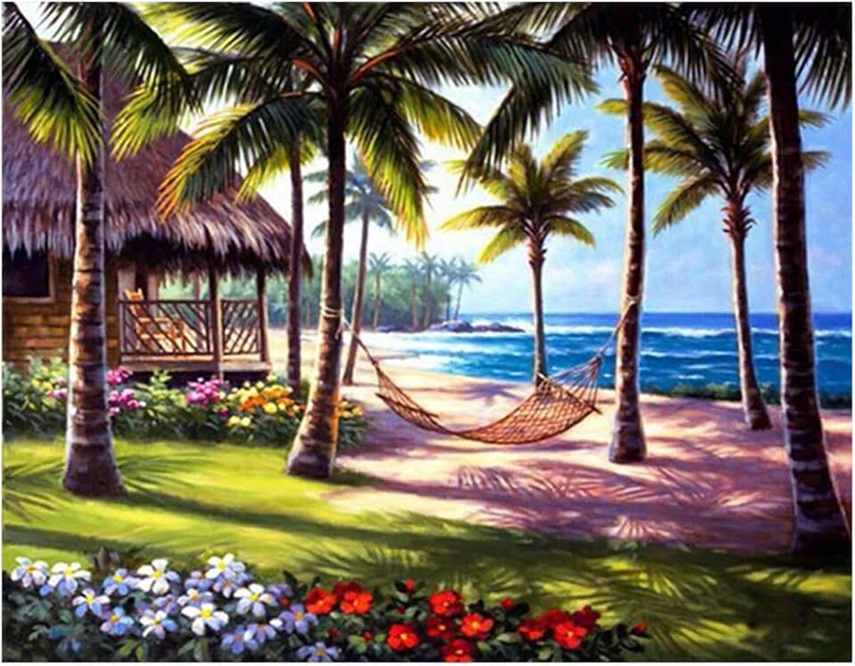 (40x50cm) Diamond Painting Square Full Drill Coconut Tree 5D Embroidery Rhinestone Diamond Picture Square Diamond by Number Crystal Art Kits Full Drill Mosaic Gift Wall Art Canvas for Living Room