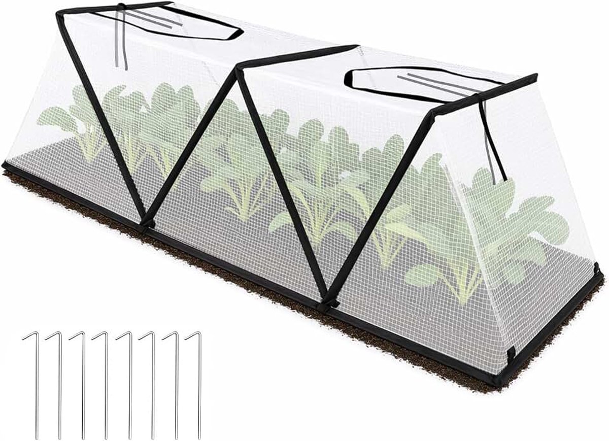 Opvouwbare afdekking voor verhoogd bloembed voor tuin, 120 x 38 x 33 cm, plantenhoezen voor kieming, zaailingen, vermeerdering van zaailingen, bescherming tegen dieren