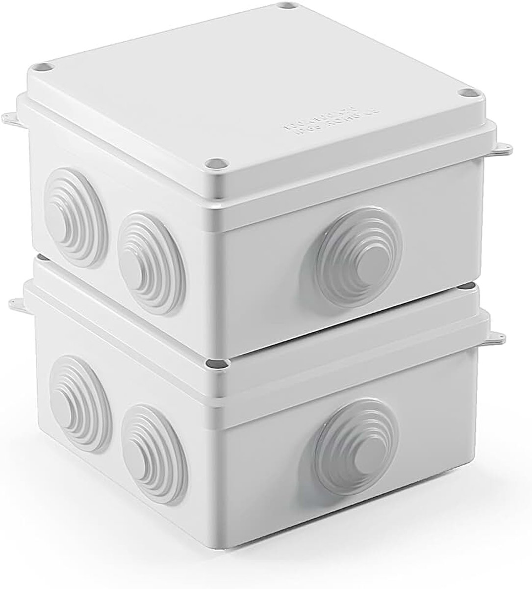 Opbouw, verdeeldoos, opbouw, verdeeldoos, buiten, waterdicht IP65, aansluitdoos, verdelerkast buiten, waterdicht, elektrische box, elektrisch projectbehuizing (wit, 100 x 100 x 70 mm)