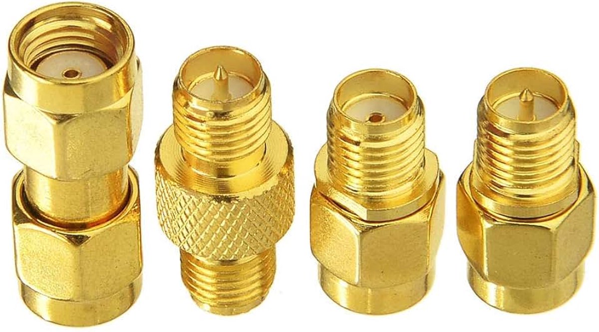 SMA-bus/stekker naar RP SMA-bus/stekker RF coax-adapter aansluitset voor WiFi-antenne/radio/verlengkabel/FPV-drone (4-pack)