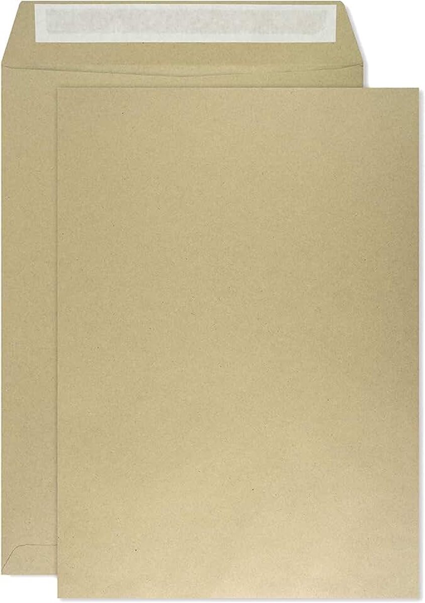 50 bruine B5 enveloppen 176x250mm rechte klep zelfklevend zonder venster 80g voor het verzenden van facturen folders belastingaangiften brochures