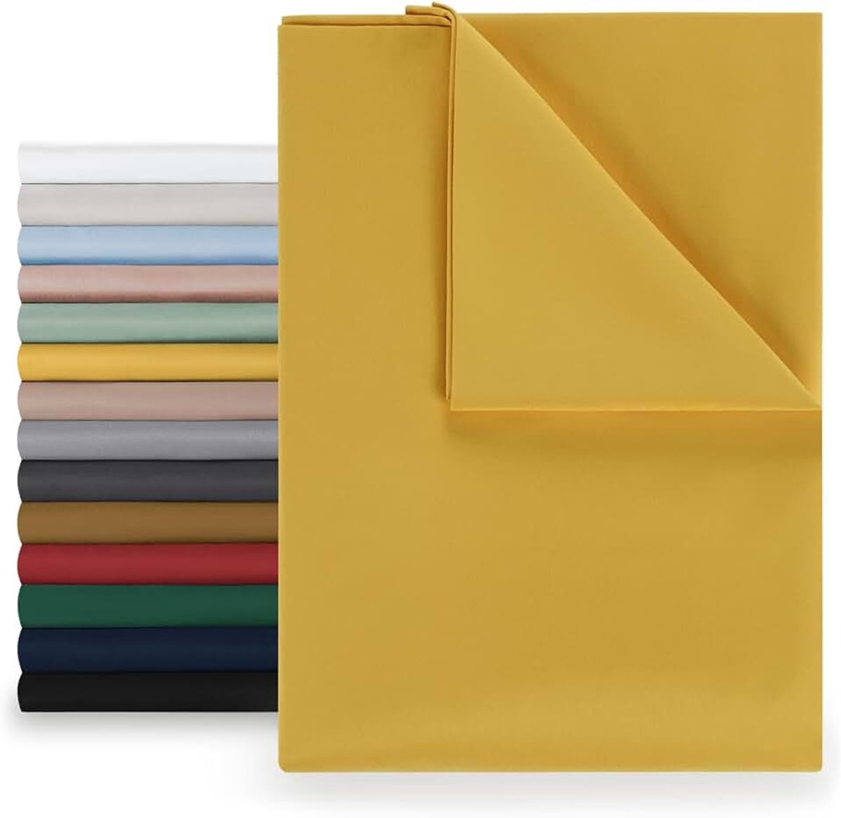 - Laken voor tweepersoonsbed, 180x275cm, onderhoudsvriendelijke microvezel, zachte stof, zonder elastiek - Spicy Mustard - Geel