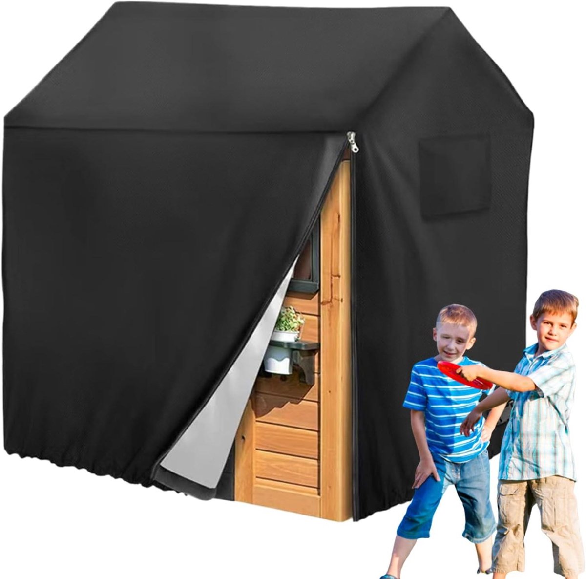 Speelhuis Afdekhoes - Speelhuisje Tent - Buiten spelen - Waterdicht Oxford Doek - 145 x 145 x 160 cm - Zwart