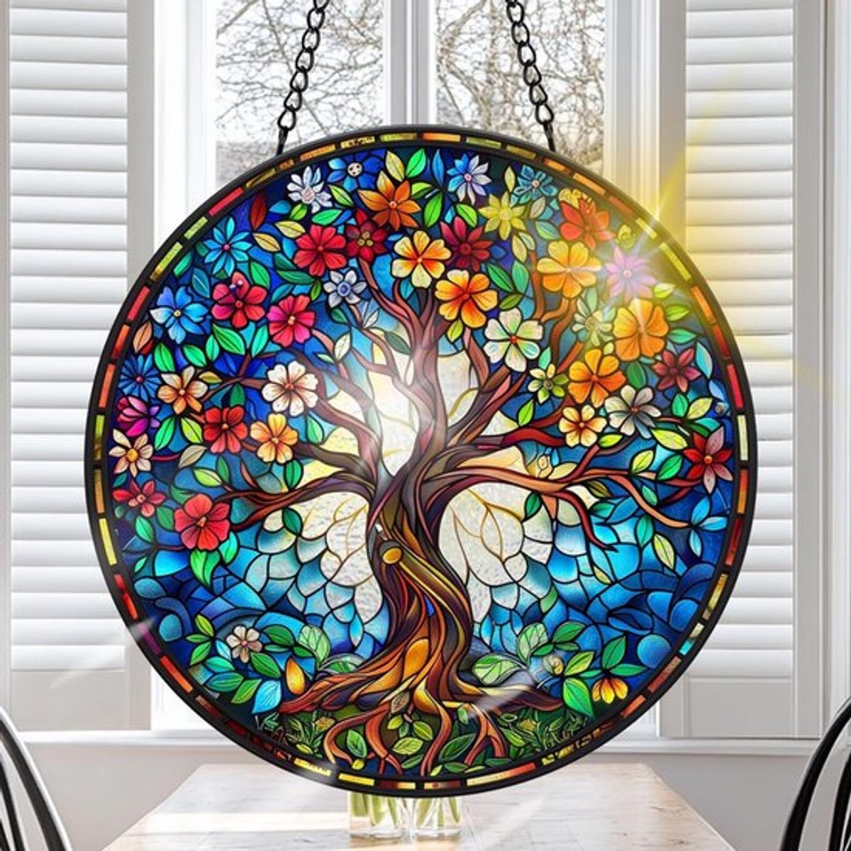 Handgemaakt Suncatcher van Gekleurd Glas voor Raamdecoratie, Perfect voor Tuin en Thuis, 20cm, Ideaal als Cadeau voor Kerst en Verjaardag