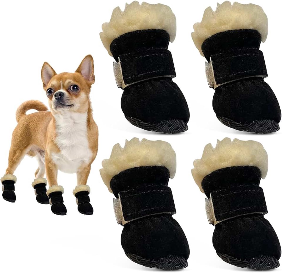 Schoenen, beschermende laarzen voor honden, antislip, geschikt voor kleine en middelgrote honden voor winteroutdoor-activiteiten (zwart, S)